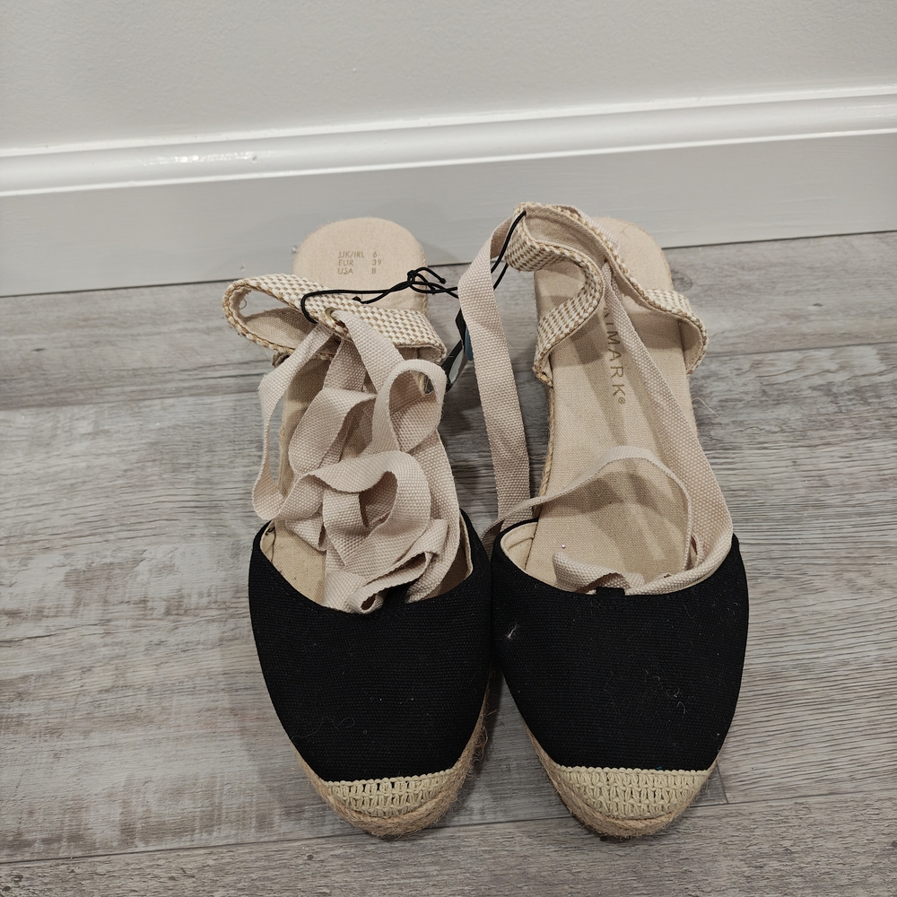 Black Espadrille Wedge Sandals